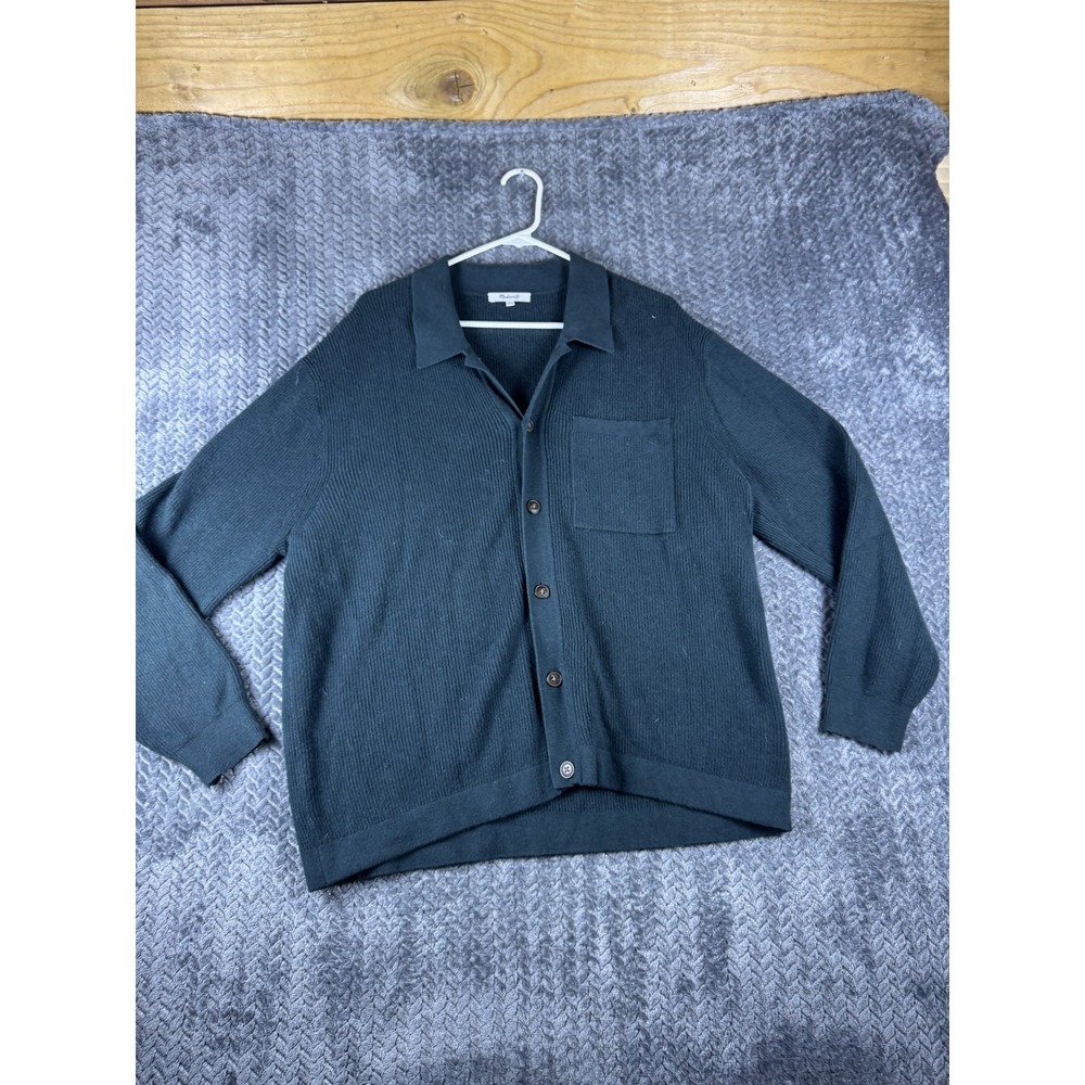 Madewell Button Up Long Sleeve Sweater Shirt Mens Large Ancient Forest Green